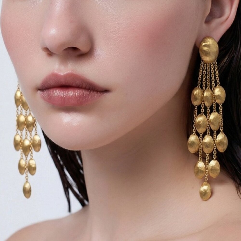 Marco Bicego 18K Yellow Gold Siviglia 5-Strand Drop Earrings 2.25" Long